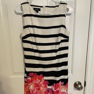 Striped and Floral Sheath Dress